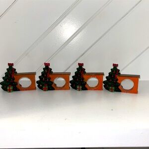 Lot Of 4 REED Resin Holiday Napkin Holders Christmas Tree‎ Fireplace Taiwan